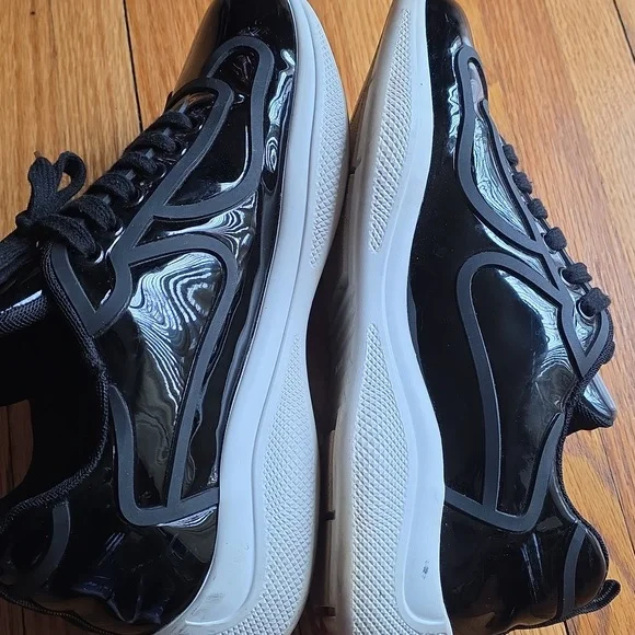 Prada Cup Men's Black and White Sneakers - Picture 2 of 7